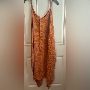 Orange Leaf Pattern Dress